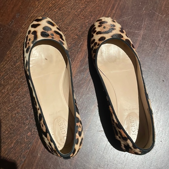 JCrew Collection Ballet Flats Leopard Print Calf Hair Size 9